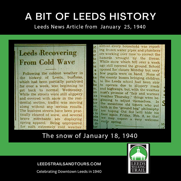 Leeds Snow of 1940 - A Bit of Leeds History - Leeds Recovering from Cold Wave - Leeds News articles about the snow of January 18 with picture